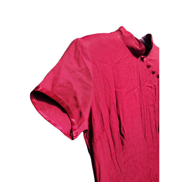 Vintage Just‎ Choon Mandarin Collar Short Sleeve Front Slit Bodycon Maxi Dress - Picture 5 of 9